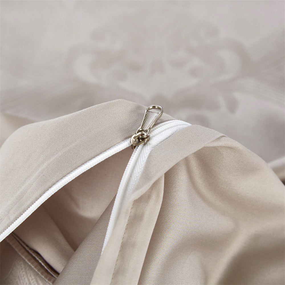 Bettwäsche Glanz Graue/Beige Musterung (100% Ägyptische Baumwolle)