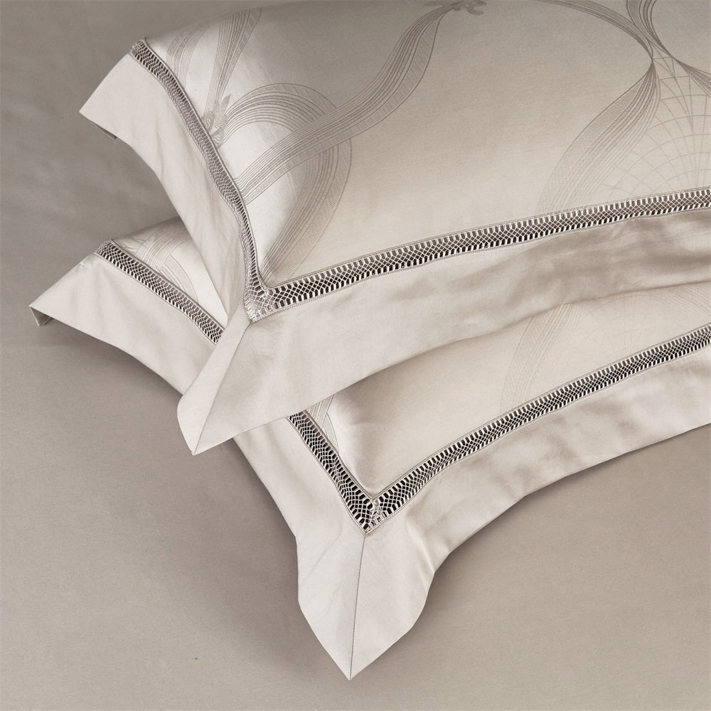Bettwäsche Glanz Graue/Beige Musterung (100% Ägyptische Baumwolle)