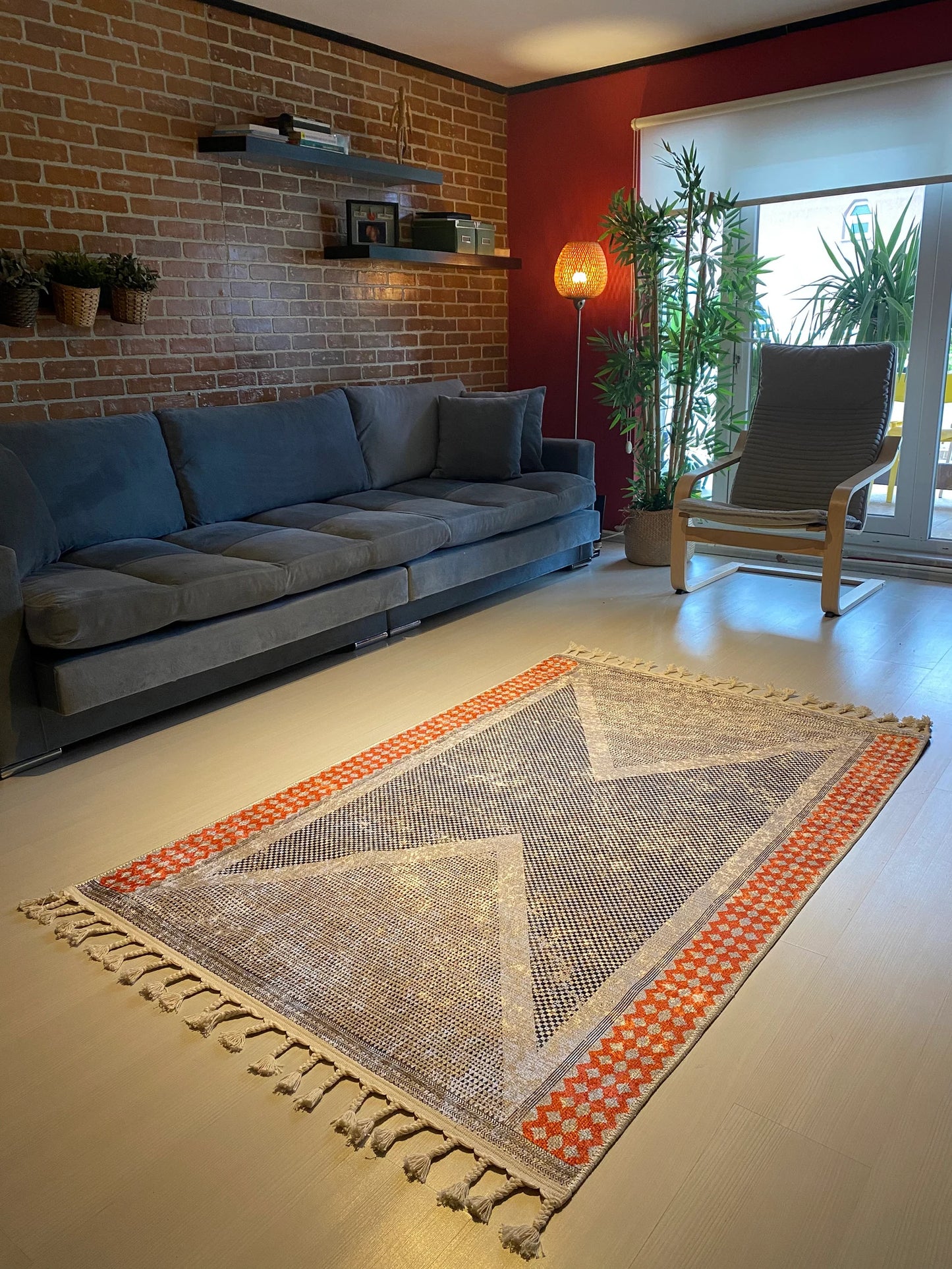 Carpet modern orange gray design carefully knitted