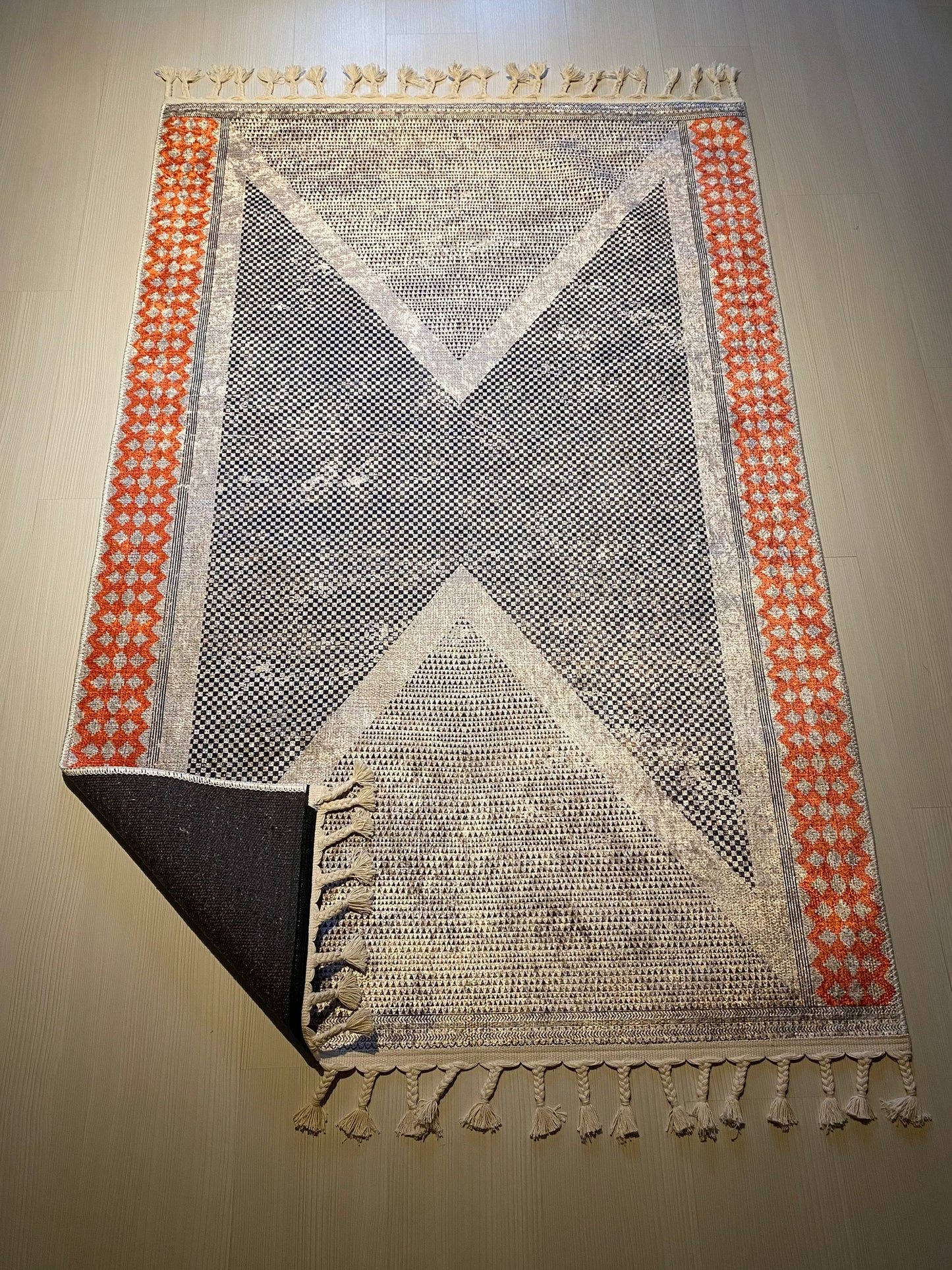 Carpet modern orange gray design carefully knitted