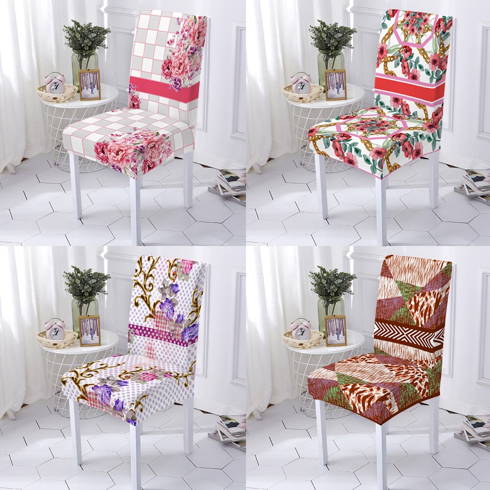 Stuhlbezüge elastisch mit Blumendesign
