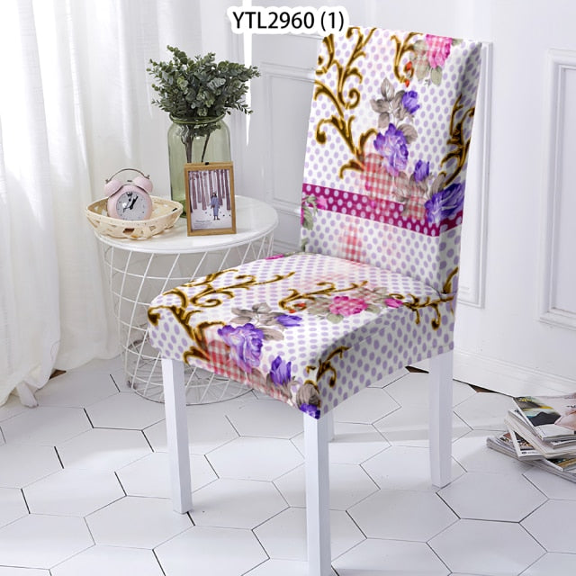 Stuhlbezüge elastisch mit Blumendesign