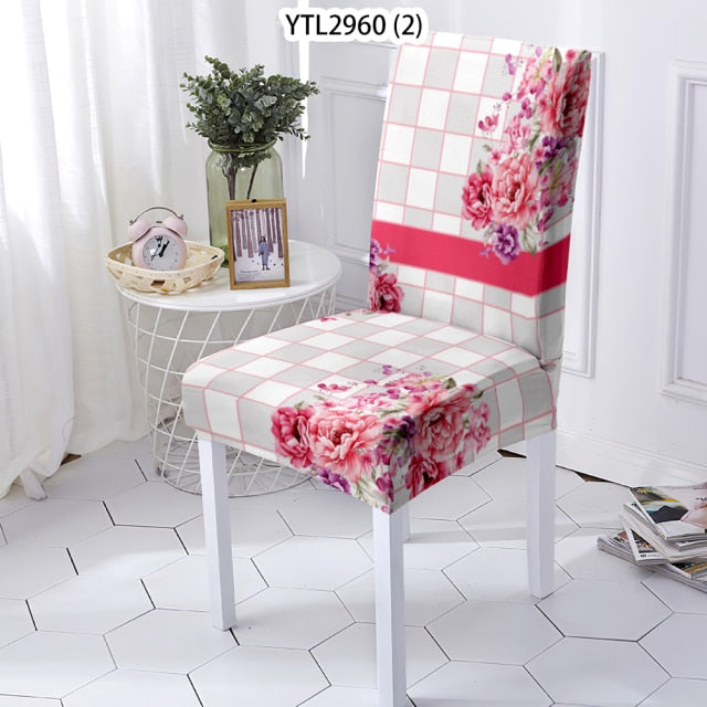 Stuhlbezüge elastisch mit Blumendesign
