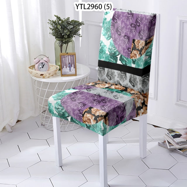 Stuhlbezüge elastisch mit Blumendesign