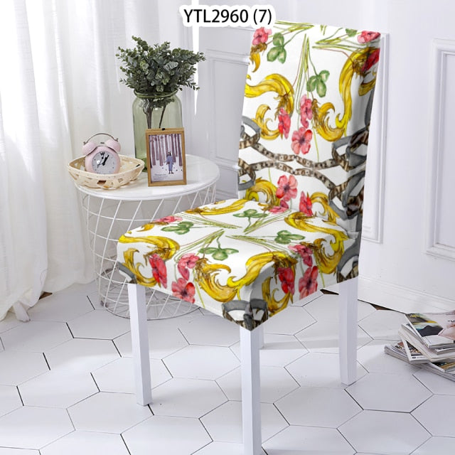Stuhlbezüge elastisch mit Blumendesign