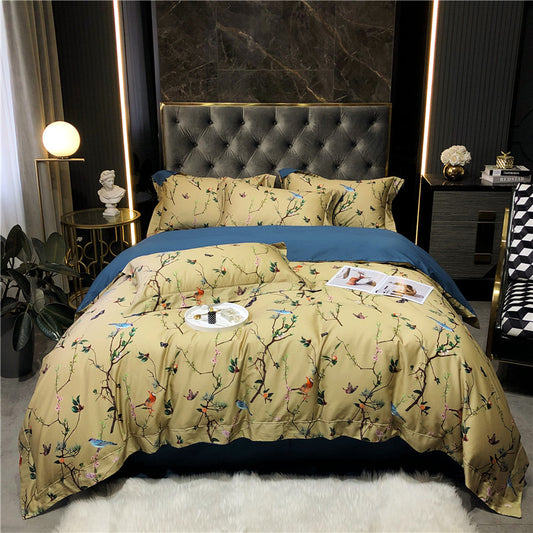 Biancheria da letto con tanti uccelli e farfalle colorate (100% cotone egiziano)
