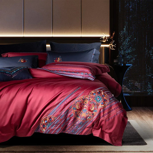 Bed linen Pfauenfeathers and Flowers (100% Egyptian cotton)