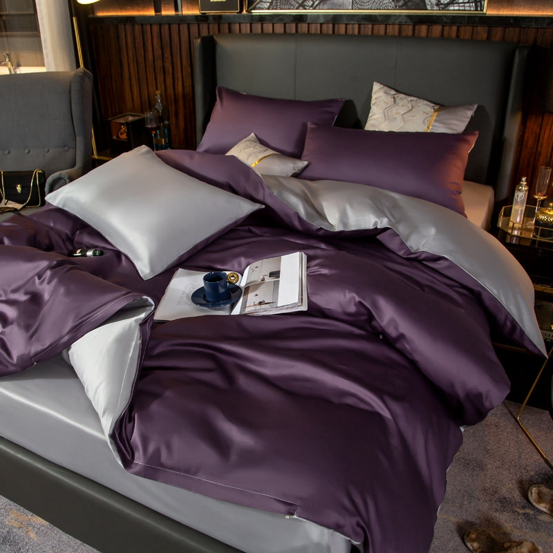 Bed linen violet / gray gloss (100% Egyptian cotton)