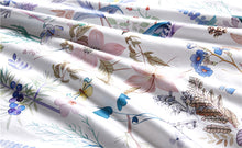 Load image into Gallery viewer, 4 -set birds with flowers violet (100% Egyptian cotton)

