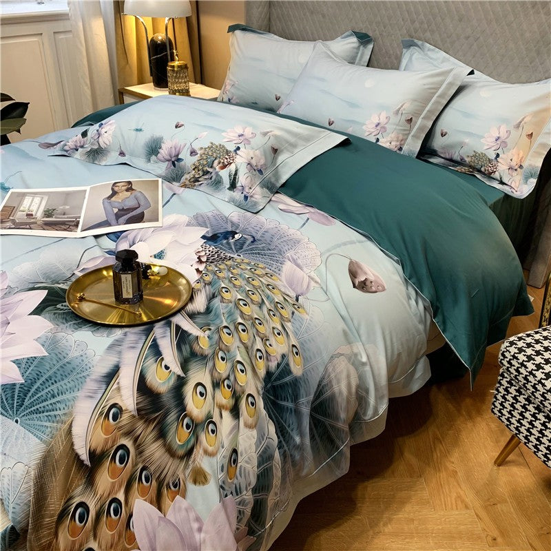 Bed linen Pfauenfeathers and Flowers (100% Egyptian cotton)