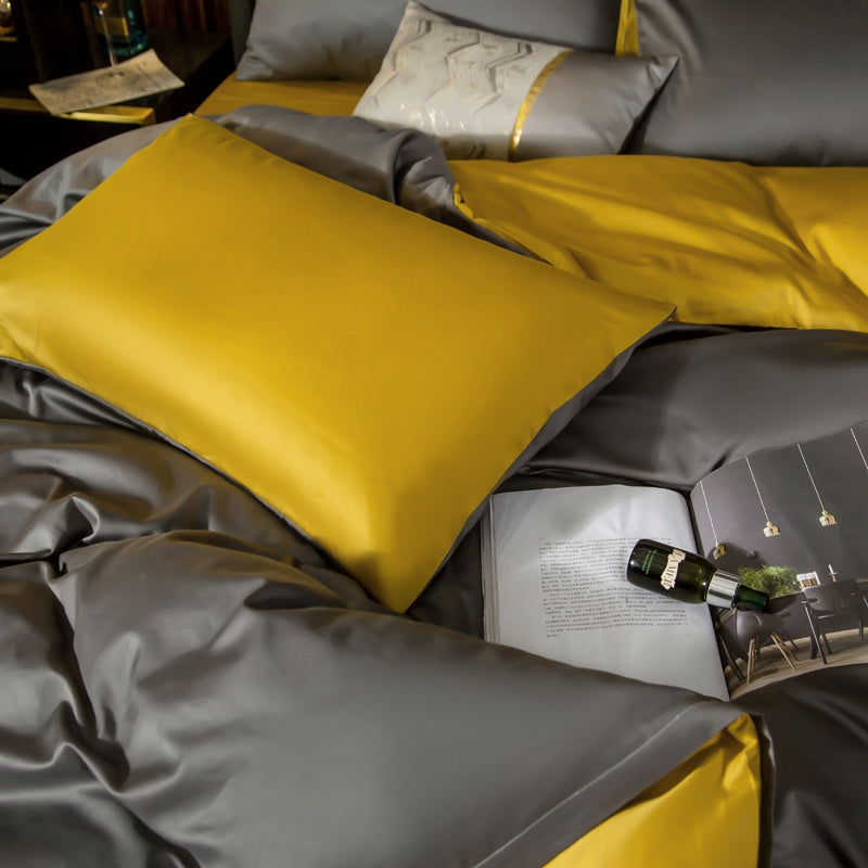 Bed linen gray / yellow shine (100% Egyptian cotton)