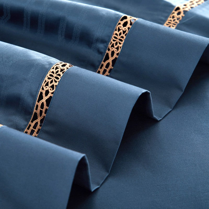 Bed linen blue gloss (100% Egyptian cotton)