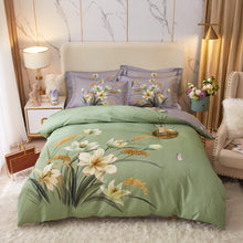 Load image into Gallery viewer, 4 Set flower green violet butterfly (100% Egyptian cotton)
