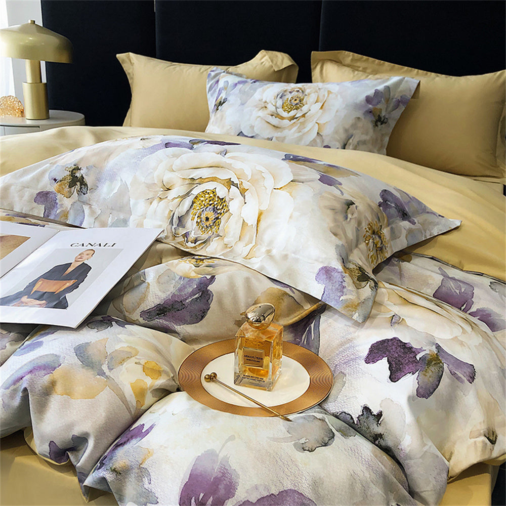 Bed linen light rose with violet (100% Egyptian cotton) 