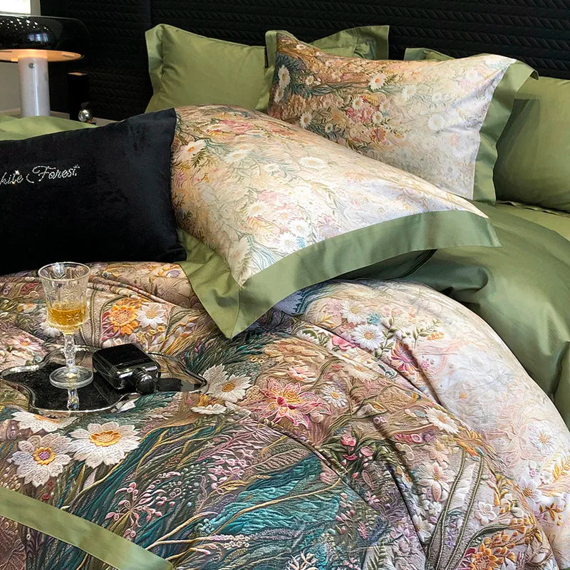 LINO PFAUENfeathers e fiori a letto (cotone egiziano al 100%)