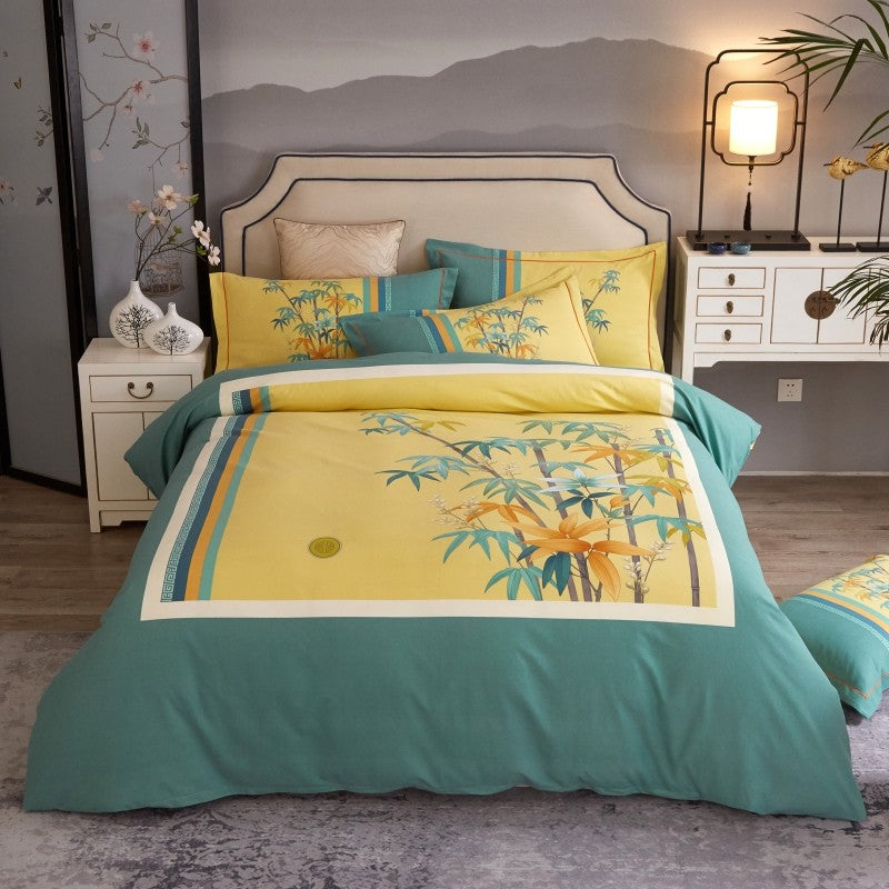 Bed linen bamboo yellow green (100% Egyptian cotton)