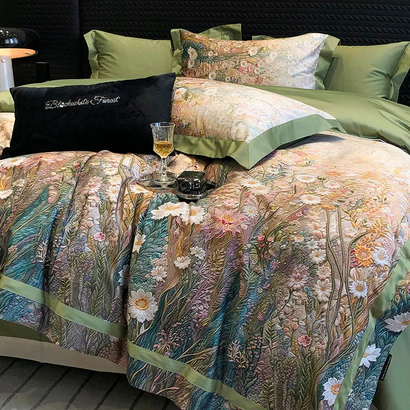 LINO PFAUENfeathers e fiori a letto (cotone egiziano al 100%)