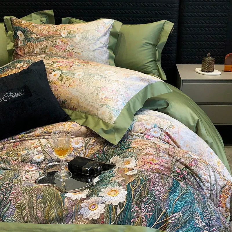 LINO PFAUENfeathers e fiori a letto (cotone egiziano al 100%)