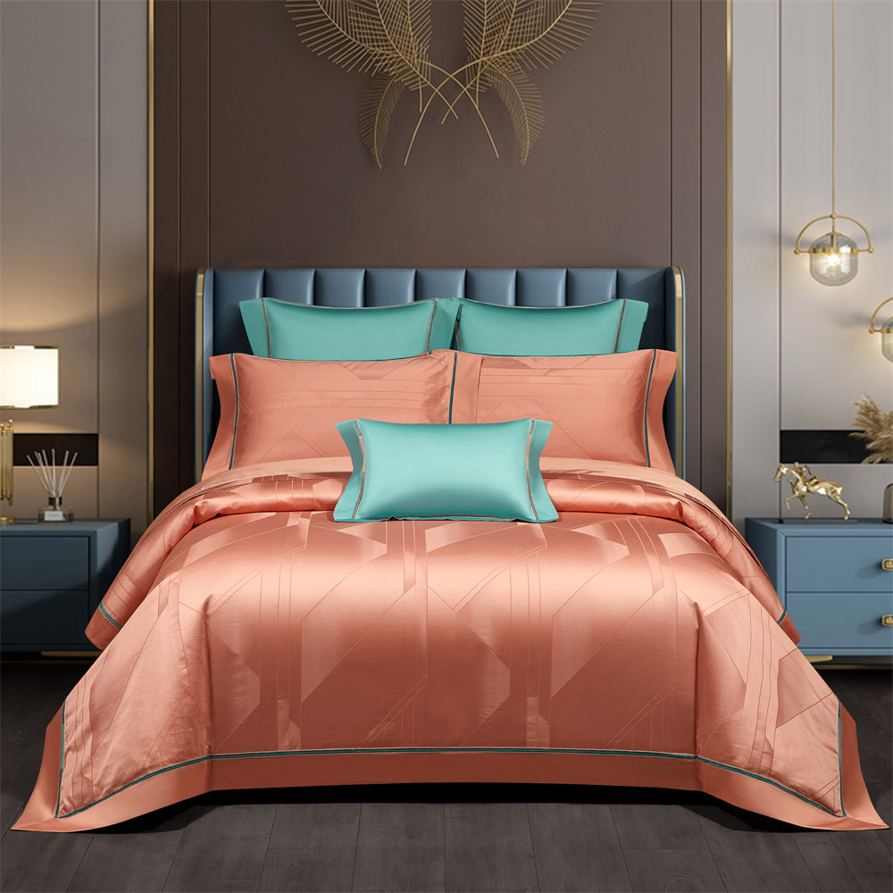 Bed linen shine orange / light blue (100% Egyptian cotton)