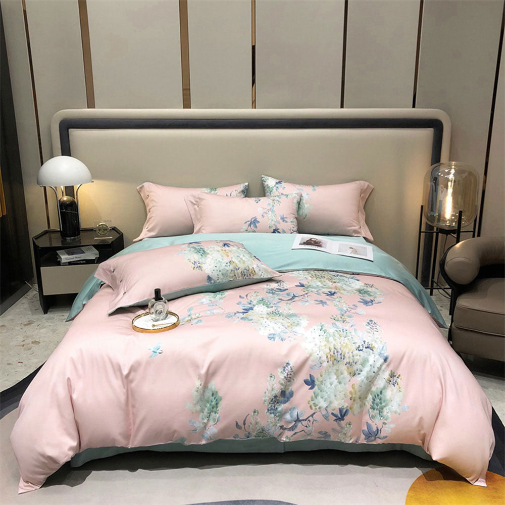 Bed linen pink with flower colors (100% Egyptian cotton)