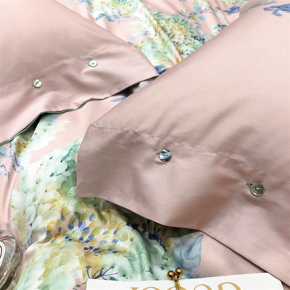 Bed linen pink with flower colors (100% Egyptian cotton)