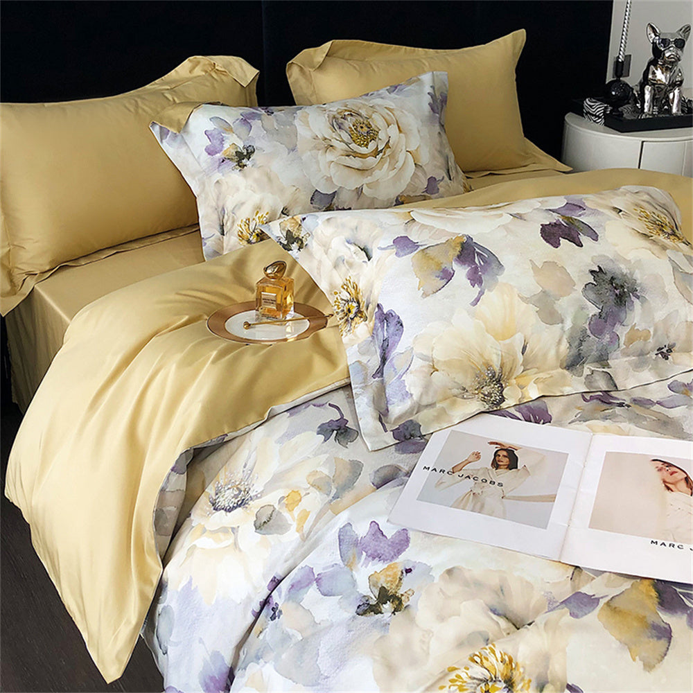 Biancheria da letto rosa chiaro con viola (100% cotone egiziano) 