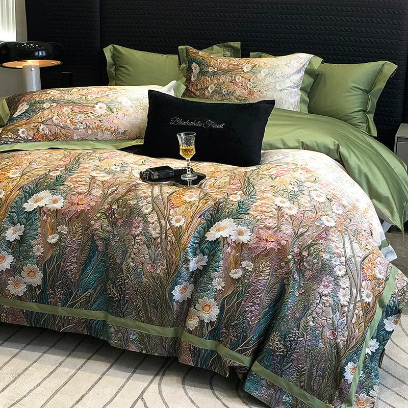 LINO PFAUENfeathers e fiori a letto (cotone egiziano al 100%)