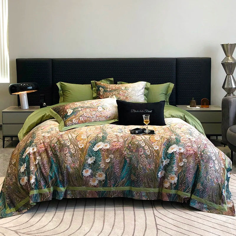 LINO PFAUENfeathers e fiori a letto (cotone egiziano al 100%)