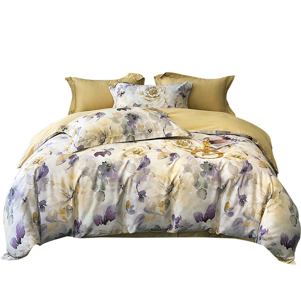 Biancheria da letto rosa chiaro con viola (100% cotone egiziano) 