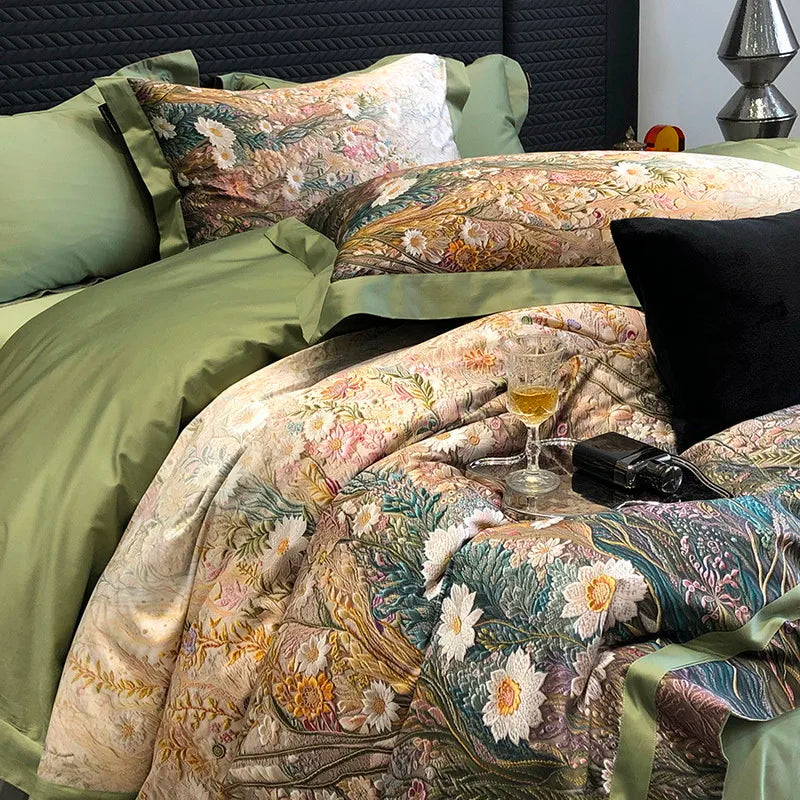 LINO PFAUENfeathers e fiori a letto (cotone egiziano al 100%)