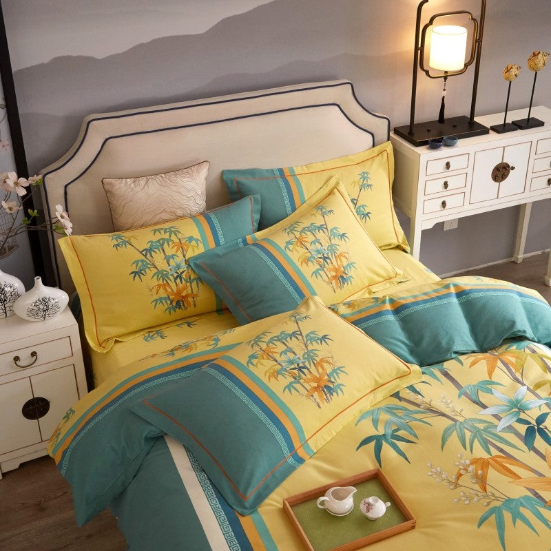 Bed linen bamboo yellow green (100% Egyptian cotton)