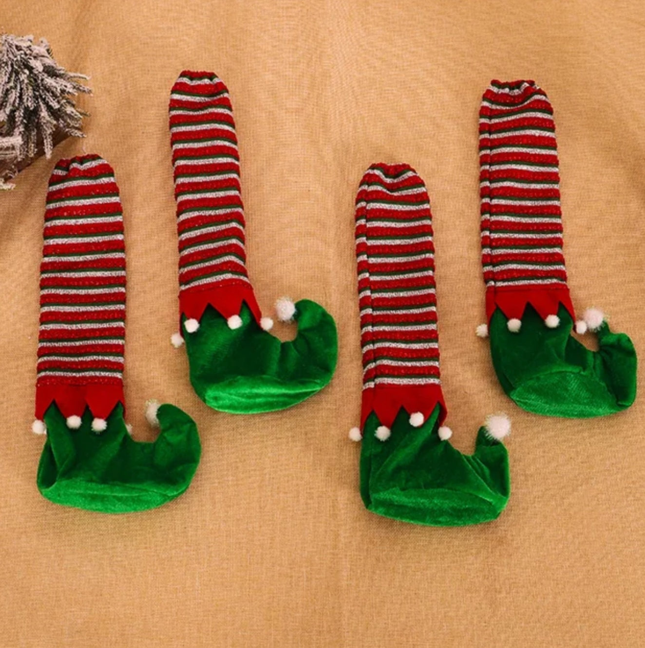 Chair and table leg socks scratch protection Christmas set of 4