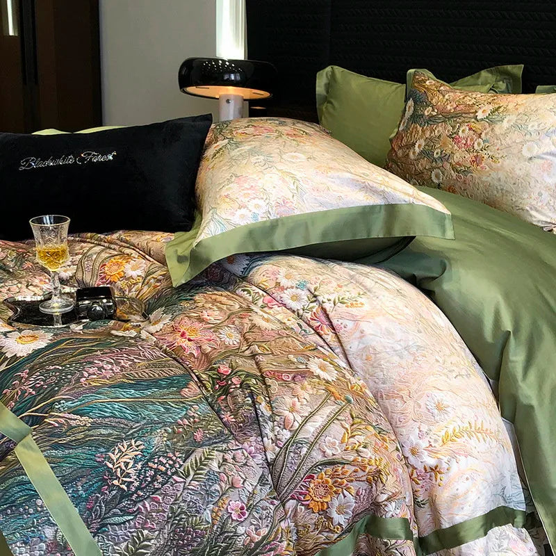 LINO PFAUENfeathers e fiori a letto (cotone egiziano al 100%)