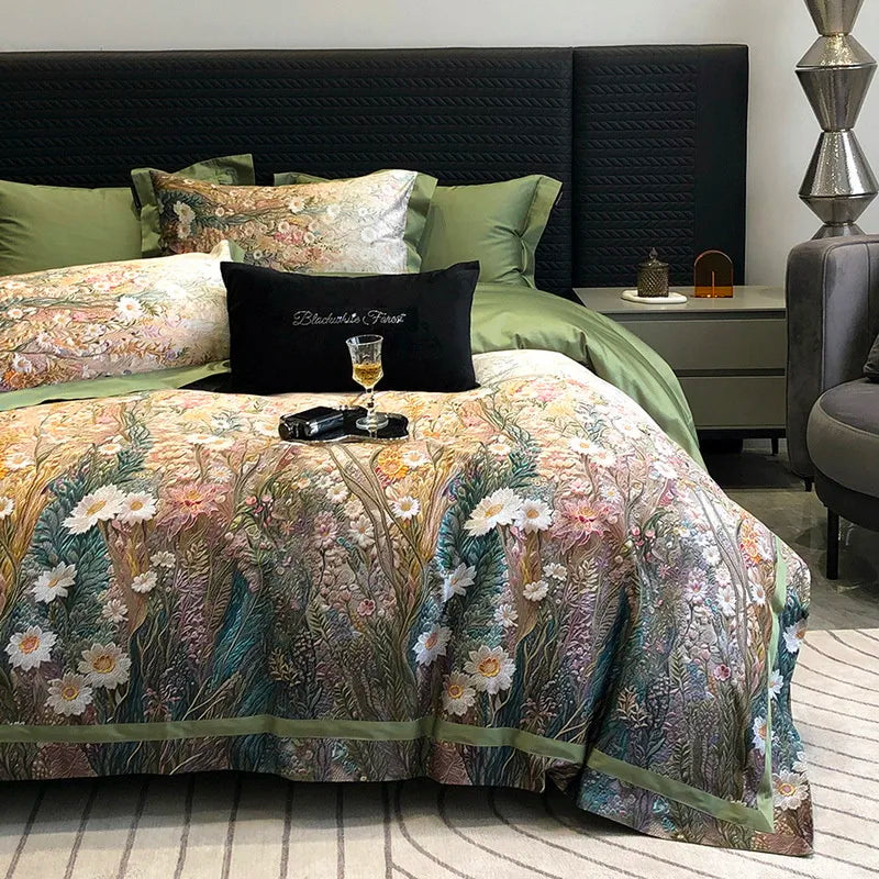 LINO PFAUENfeathers e fiori a letto (cotone egiziano al 100%)