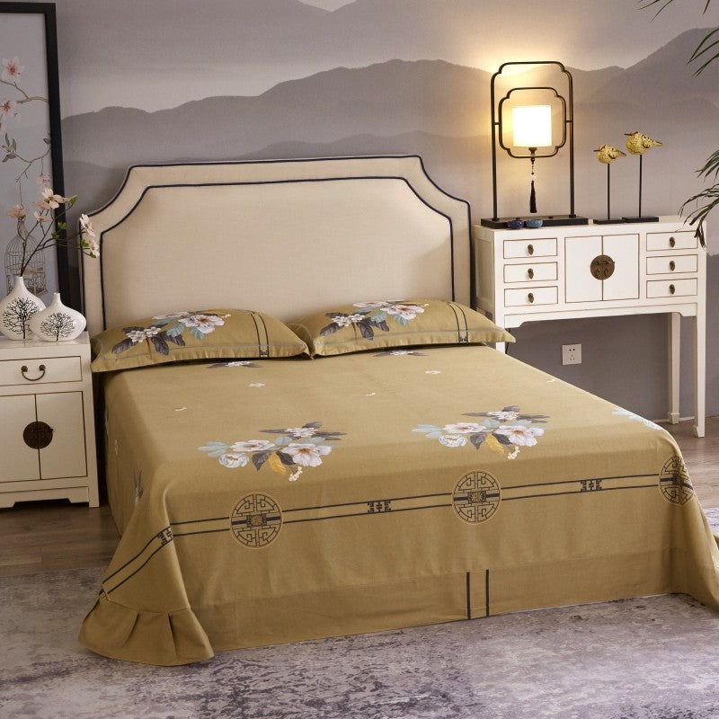 Bed linen flowers on gold beige (100% Egyptian cotton)