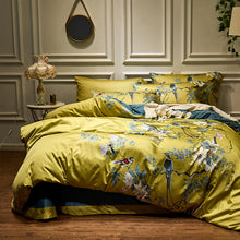 Load image into Gallery viewer, 4 he set bird and flowers yellow (100% Egyptian cotton)

