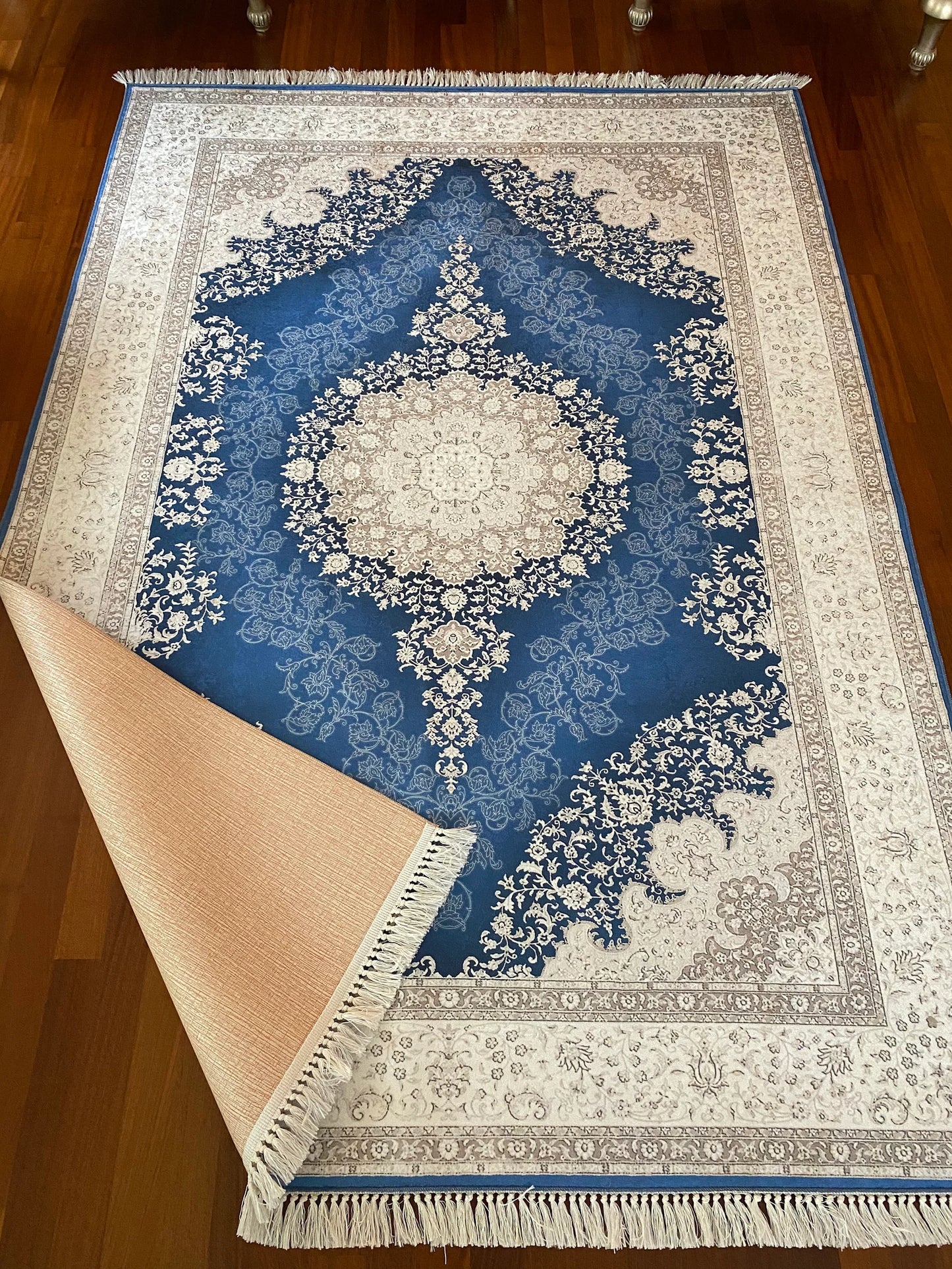 Teppich Orient Blau Design sorgfältig gestrickt