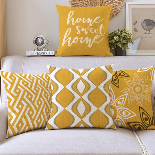 Pillow covers Home Sweet Home yellow