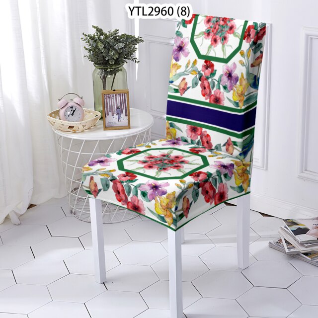 Nouveau - Couvre la chaise élastique avec design floral - Nouveau