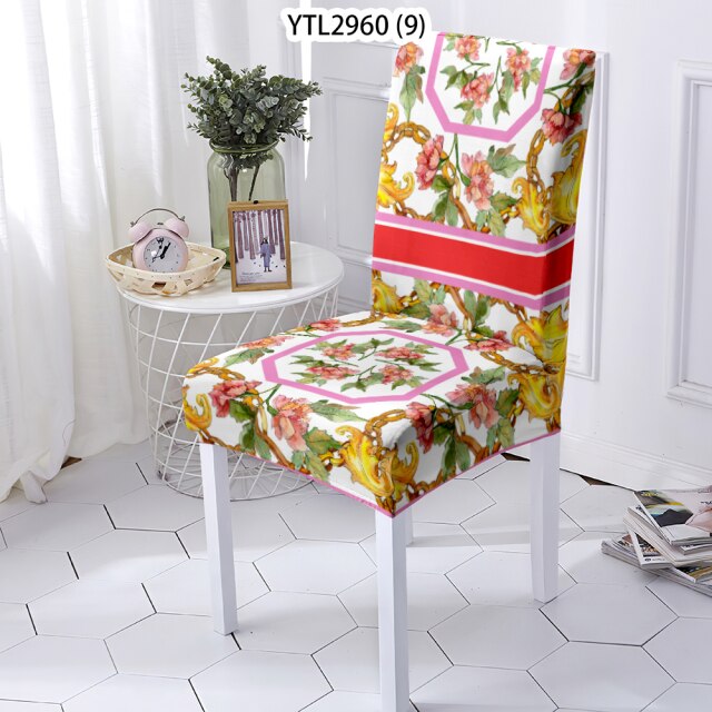 Nouveau - Couvre la chaise élastique avec design floral - Nouveau