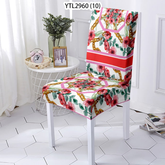 Nouveau - Couvre la chaise élastique avec design floral - Nouveau